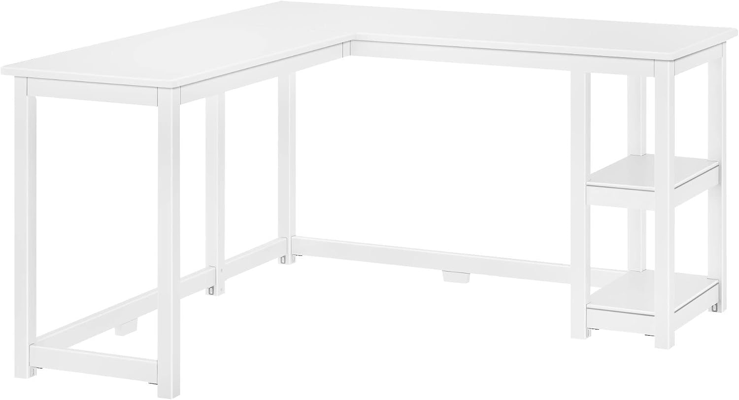 Plank+Beam Corner Desk with Shelves, L-Shaped Desk for Bedroom, Home Office Study Desk, 55.25 Inch, White
