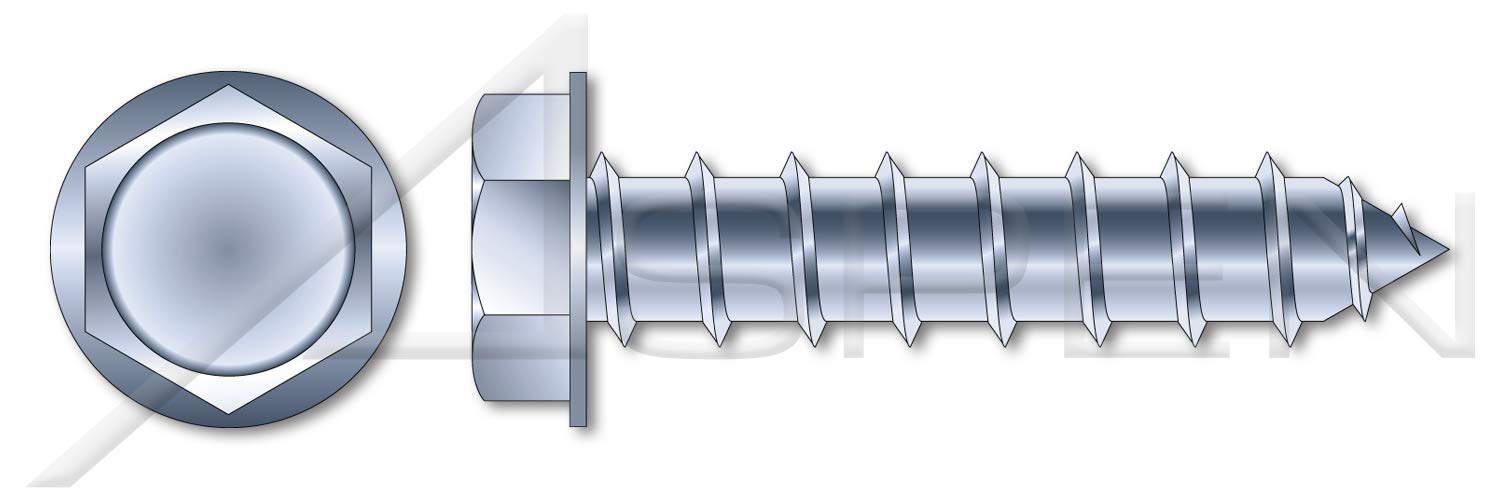 (2500 pcs) #14 X 3/4', Self-Tapping Sheet Metal Screws, Type A, Hex Indented Washer Head, A/F=7/16', Steel, Zinc Plated