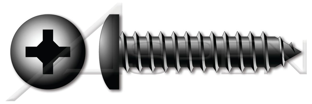 (3000 pcs) #14 X 3/4', Self-Tapping Sheet Metal Screws, Type AB, Pan Phillips Drive, Steel, Black Zinc