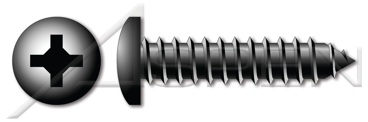 (3000 pcs) #14 X 3/4', Self-Tapping Sheet Metal Screws, Type AB, Pan Phillips Drive, Steel, Black Zinc