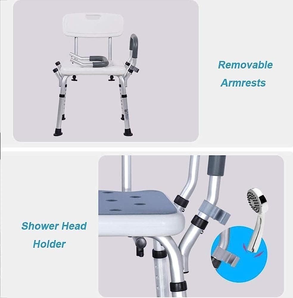 Seat Shower Stool Bathroom Seat Bath Chair Shower Bath, Non-Slip Leg Pads Disability Aid Tub Lift Chair with Handrail Backrest,Household Goods
