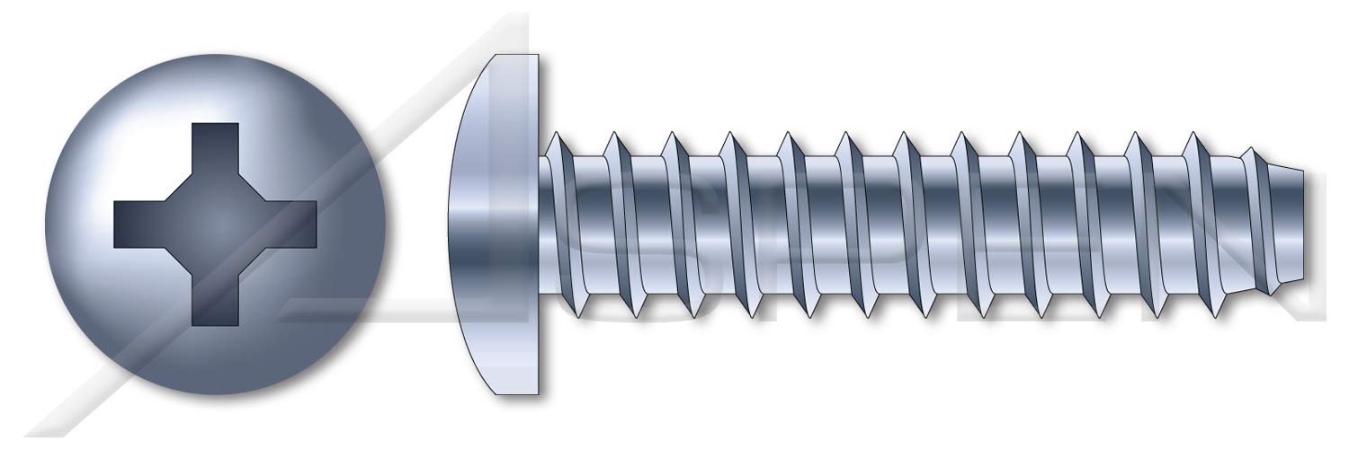 (3000 pcs) 1/4'-14 X 3/4', Self-Tapping Sheet Metal Screws, Type B, Pan Phillips Drive, Steel, Zinc Plated