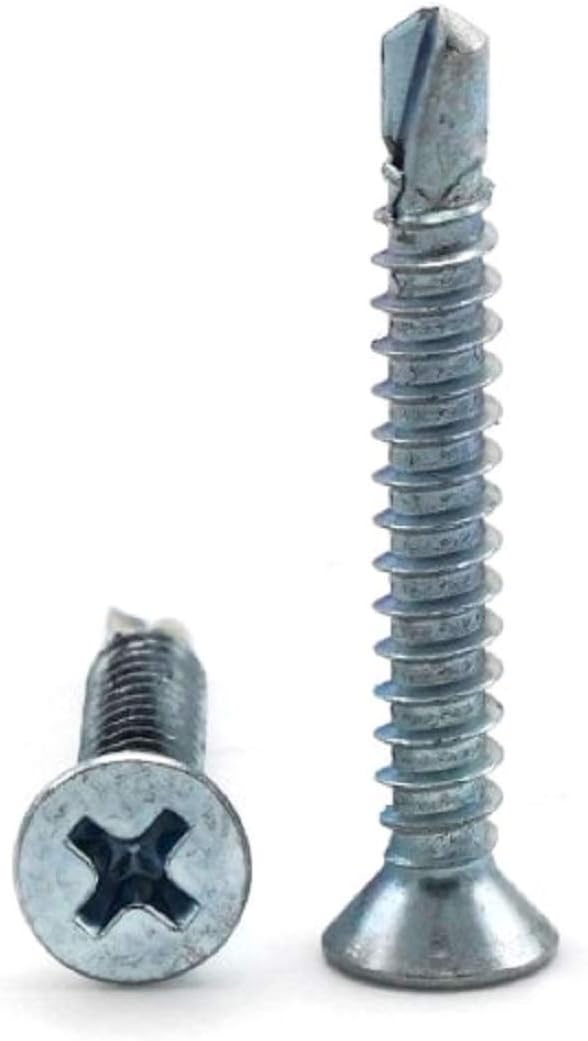 #12-14 Phillips Flat Head Self Drilling Screws Zinc Plated Steel TEK Sheet Metal Screws #12-14 x 1-1/4' Qty 1000