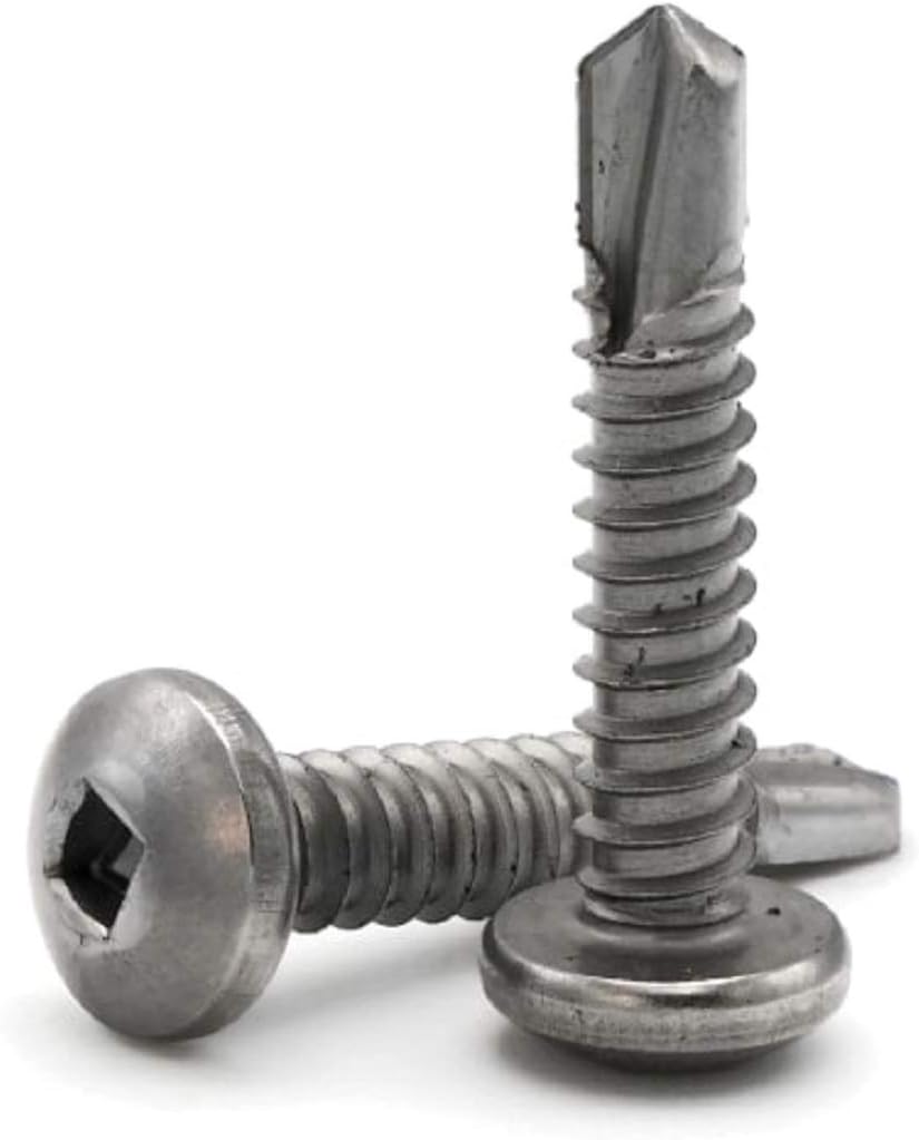 #12 Square Drive Pan Head Self Drilling Screws 410 Stainless Steel TEK Sheet Metal Screws #12 x 1-1/4 inch Qty 100