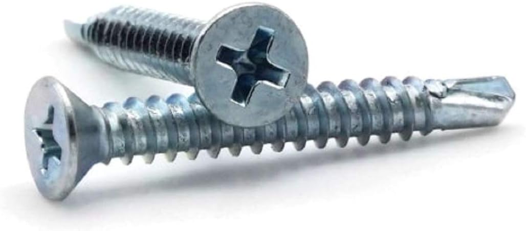 #12-14 Phillips Flat Head Self Drilling Screws Zinc Plated Steel TEK Sheet Metal Screws #12-14 x 1-1/4' Qty 1000