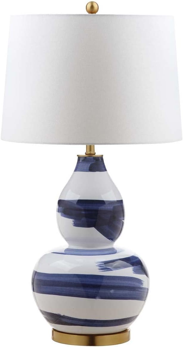 SAFAVIEH Lighting Collection Aileen Abstract Blue/ Gold Brushstroke 33-inch Bedroom Living Room Home Office Desk Nightstand Table Lamp (LED Bulb Included)