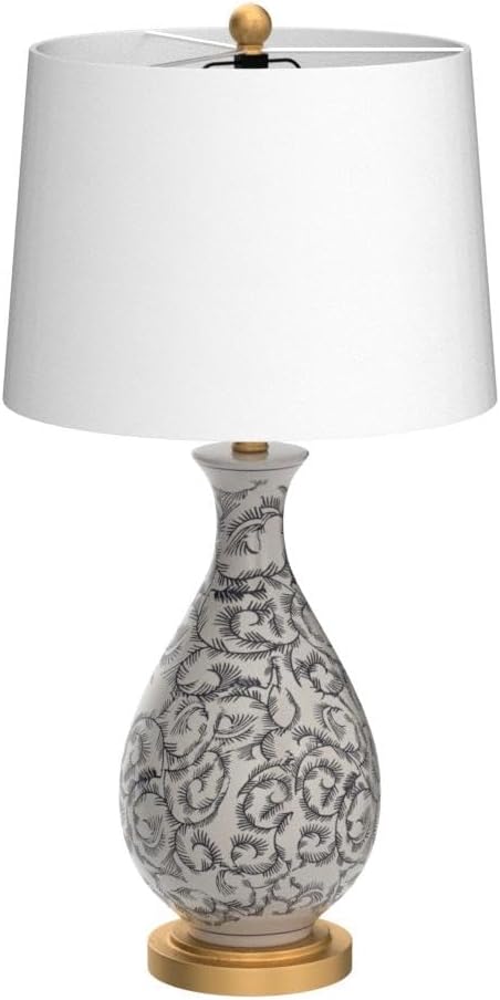 SAFAVIEH Lighting Collection – Avi Scroll Set of 2 Blue & White Chinoiserie Table Lamps, 28-Inch Ceramic Lamps for Bedroom, Living Room, Home Office (TBL4148A-SET2)
