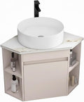 Corner Bathroom Vanity，Corner Sink with Door，Wall Mounted Hand Sink with Open Cubby，for Home, Kitchen, Patio, Laundry Room，for Bathroom(14.9in)