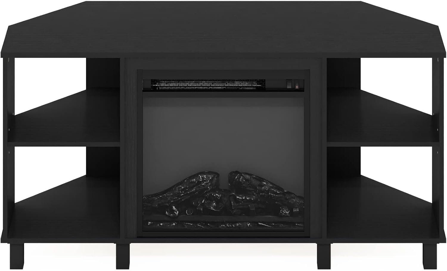 HomeStock Electric Fireplace TV Stand - Corner Entertainment Center for TVs up to 55 Inch Americano and Black/Corner with Legs