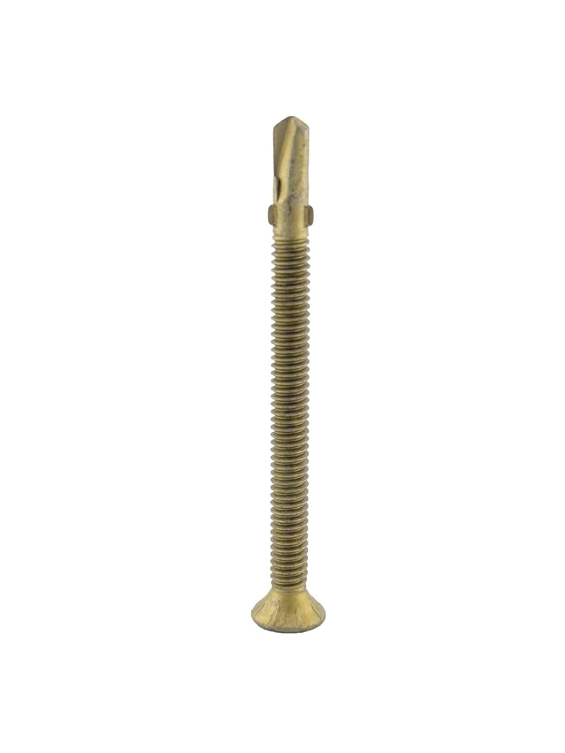 #14 x 3-1/4' Premium Screws, Rust Resistant, Branze Flat Torx Star Drive Head Exterior Coated Self-Drilling Wood to Metal Dura-Screws (1 CASE, 1000 PCS)