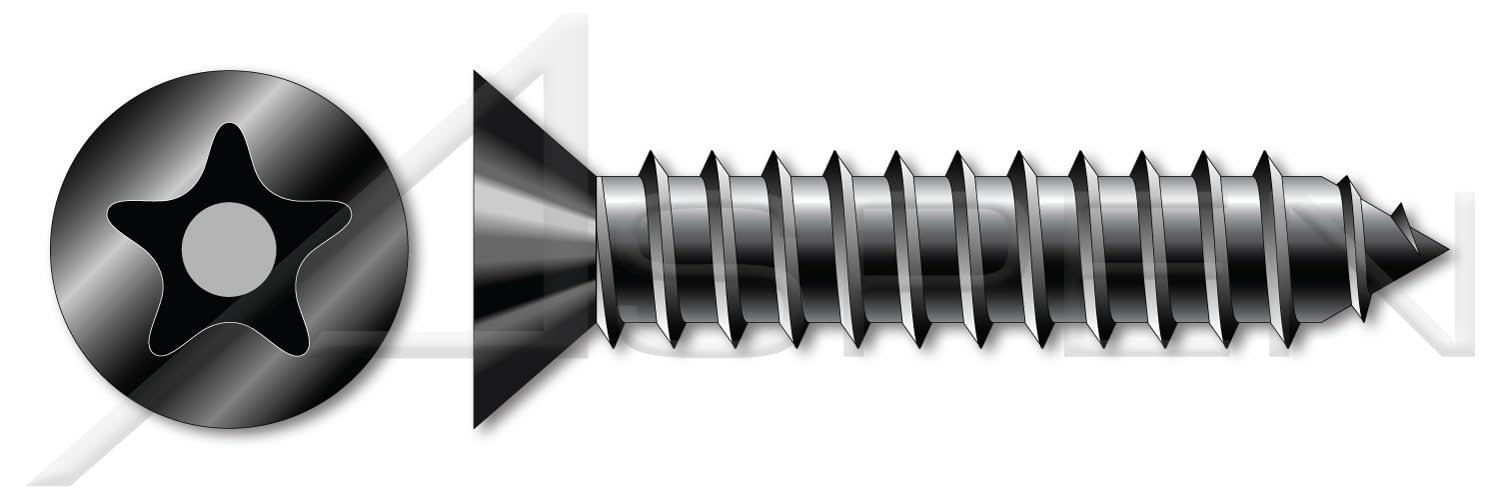 (1000 pcs) #14 X 3/4', Self-Tapping Sheet Metal Screws, Flat Countersunk Head Tamper-Resistant Torx Plus(r) Pin Drive, Type AB, Steel, Black Oxide