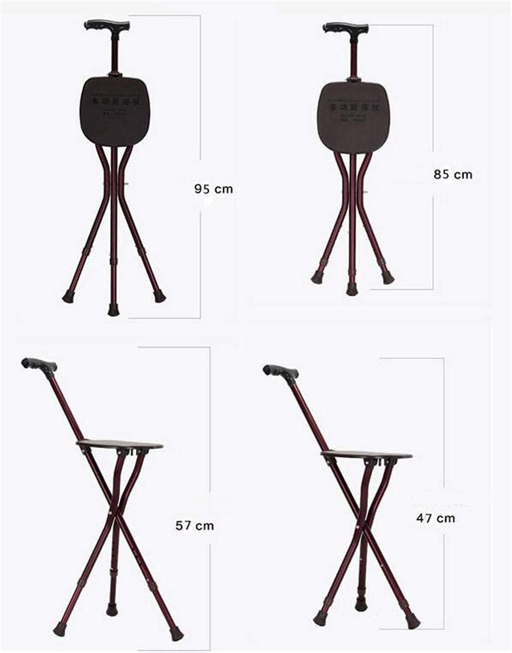 Walking Stick Walkers for seniors Rollator Walker, Crutches Adjustable Walking Crutches Disability Aid Folding Seat Adjustable Portable Walking Stick Mobility Aid rollator walker, Durable Mobilit