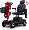 MAX Plus Emerald Outdoor Mobility Scooter - 16 Miles Range, Foldable Design, Anti-Tip Safety System, USB Charger & Cup Holder, 2 * 20AH Battery (300W Motor, 136kg Capacity) (Red + Metal)