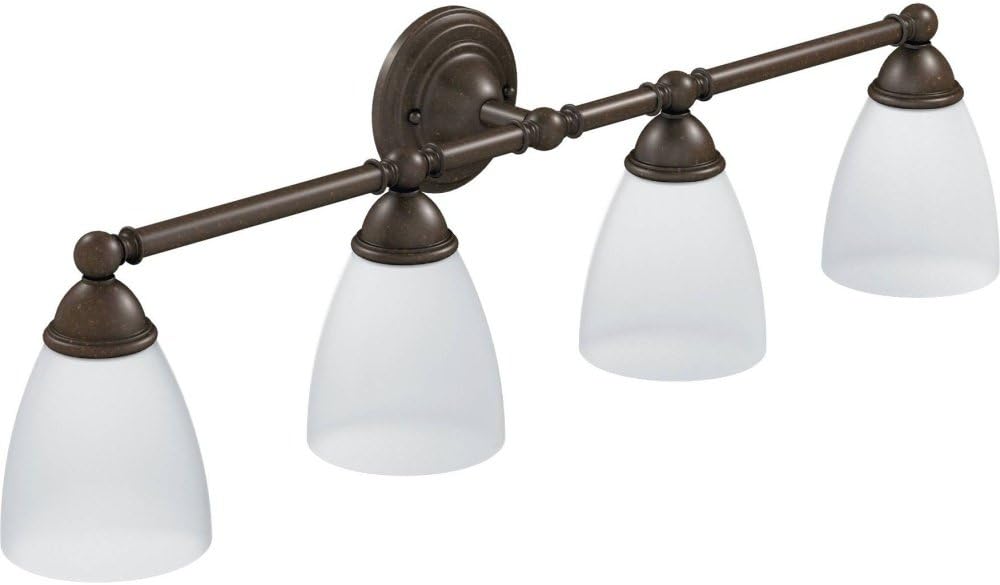 Moen YB2264ORB Brantford 4-Light Dual-Mount Bathroom Vanity Fixture with Frosted Glass, Oil-Rubbed Bronze