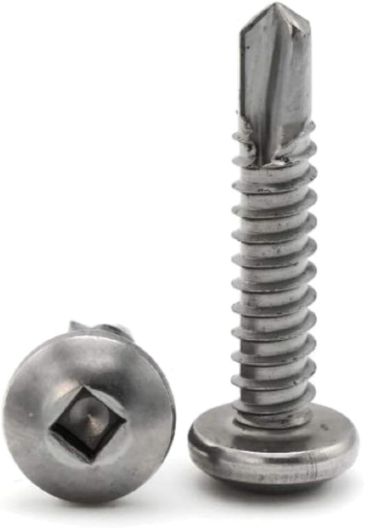 #12 Square Drive Pan Head Self Drilling Screws 410 Stainless Steel TEK Sheet Metal Screws #12 x 1-1/4 inch Qty 100