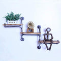 Wall Mounted Towel Rail & 3-Tier Iron Pipe and Wood Bathroom Shelf - Floating Utility Storage with Bar Stylish Trapezoidal Design for Modern Home Décor