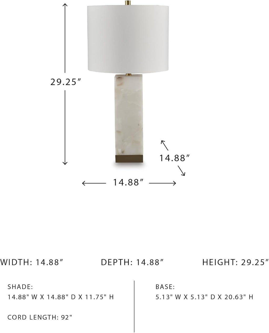 Signature Design by Ashley Linderfield Contemporary Metal Table Lamp with 3-Way Switch, White & Metallic