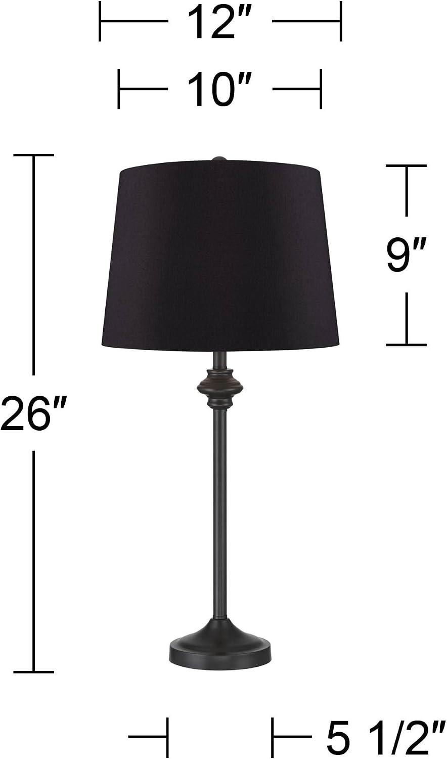360 Lighting Lynn Modern Industrial Buffet Table Lamps 26' Tall Skinny Set of 2 Dark Bronze Brown Metal Black Faux Silk Drum Shade for Living Room House Home Dining Office Entryway Family Decor