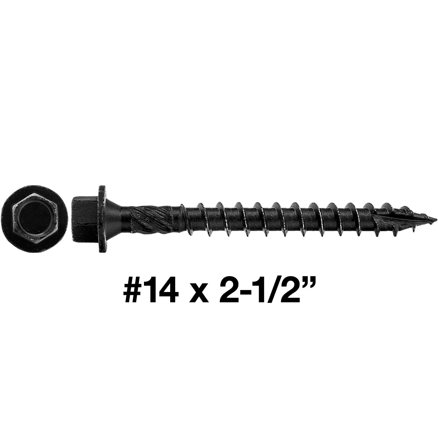 Jake Sales #14 X 2-1/2' Heavy Duty Black Timber/Log/Landscaping Wood Screws - Exterior Coated Heavy Duty Screws. Case of 42 x 50 Count Boxes - 2,100 Screws