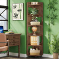 Storage Shelves Unit 5-Tier Shelf, Corner Shelving for Bedroom, Freestanding Decorative Ladder Etagere Organizer, Narrow Bookshelf, Bathroom Storage, Decorative Etagere for Plant Stand (Wood Color)