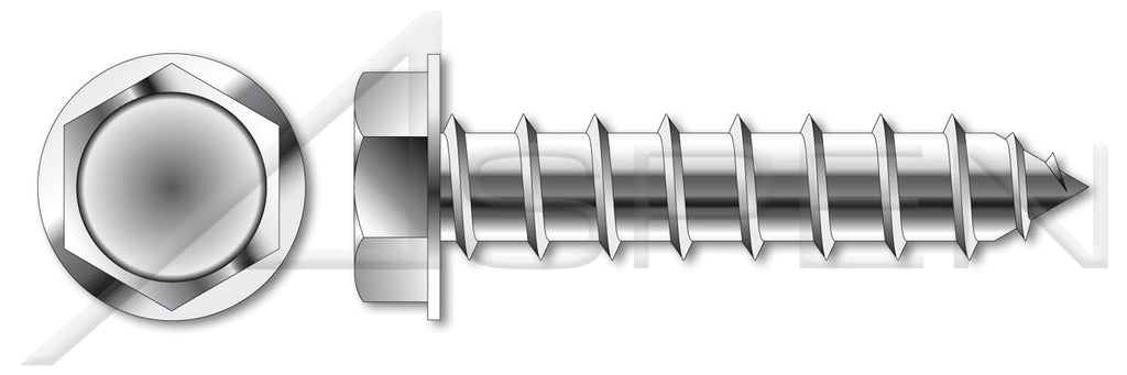 (1000 pcs) #14 X 3/4', Self-Tapping Sheet Metal Screws, Type A, Hex Indented Washer Head, Stainless Steel