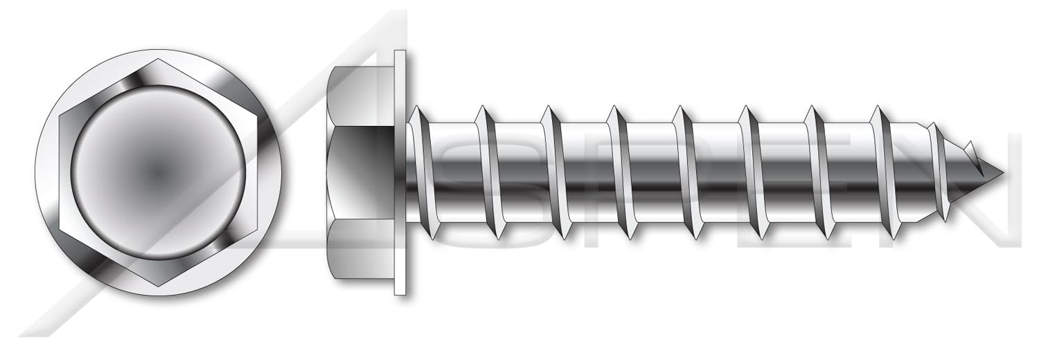 (1000 pcs) #14 X 3/4', Self-Tapping Sheet Metal Screws, Type A, Hex Indented Washer Head, Stainless Steel