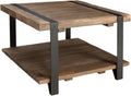 Modesto 27-Inch Square Coffee Table – Solid Wood and Metal Accent Industrial Table with Distressed Natural Finish – for Small Space Living Room by Alaterre Furniture