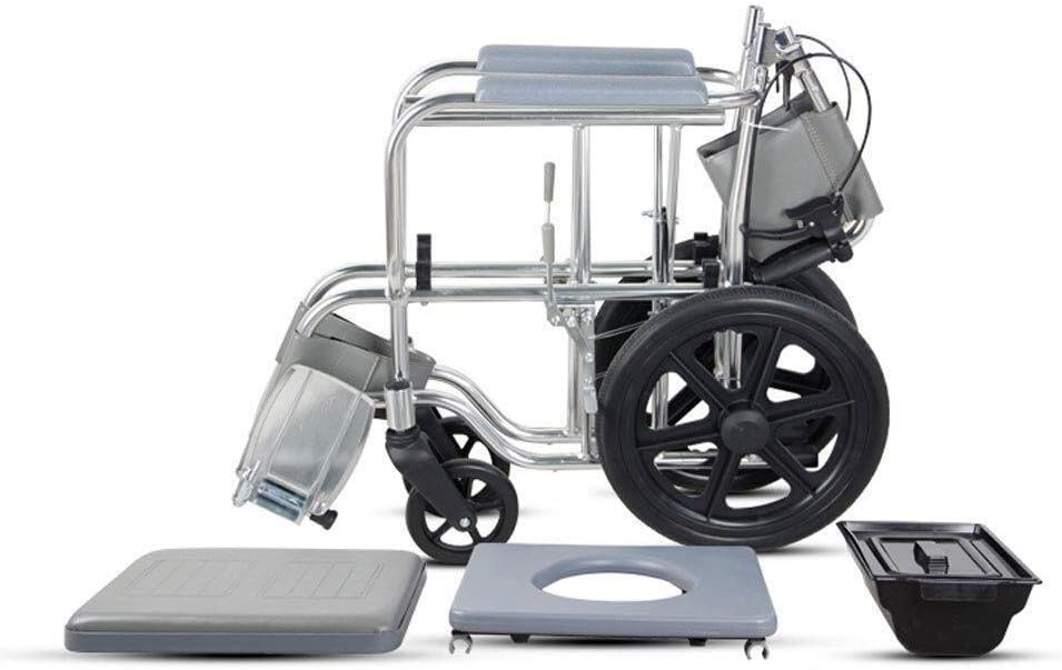 Wheelchair Aluminum Alloy, with Toilet Multifunction Portable Fold Light Trolley Seniors/Disabled Scooter,Portable
