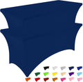 Smiry 12 Pack Spandex Table Cloth 6FT, Elastic Fitted Stretch Tablecloths, Washable and Wrinkle Free Rectangular Patio Table Cover for Outdoor, Wedding, Banquet & Parties (Navy, 72Lx30Wx30H Inch)