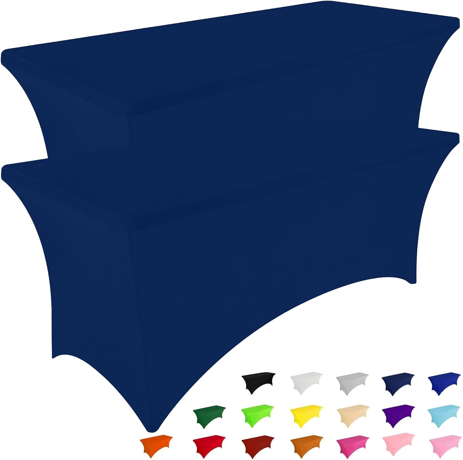 Smiry 12 Pack Spandex Table Cloth 6FT, Elastic Fitted Stretch Tablecloths, Washable and Wrinkle Free Rectangular Patio Table Cover for Outdoor, Wedding, Banquet & Parties (Navy, 72Lx30Wx30H Inch)