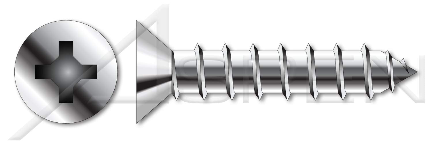 (1000 pcs) #14 X 3/4', Self-Tapping Sheet Metal Screws, Type A, Flat Phillips Drive, 316 Stainless Steel