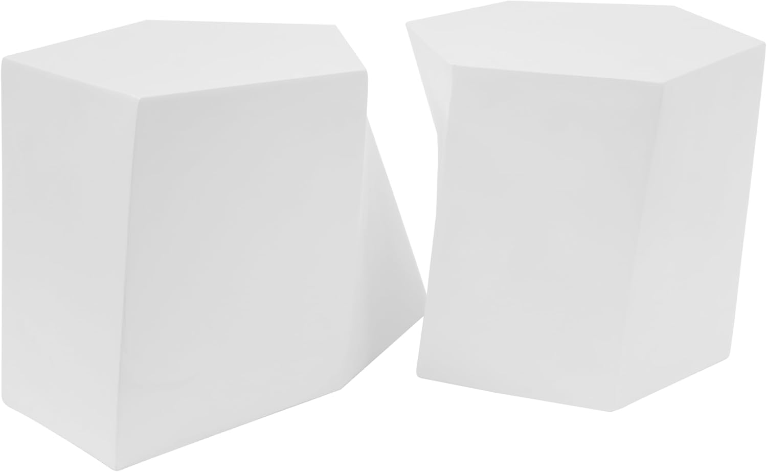 Merax Modern Mgo Coffee Table Set, 2 Piece Geometric Side Table Includes 1 Pentagon-Topped Table & 1 Hexagon-Topped Table for Living Room Office, White