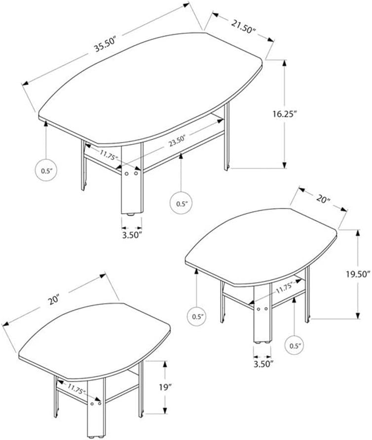 Monarch Specialties I TABLE SET, Black