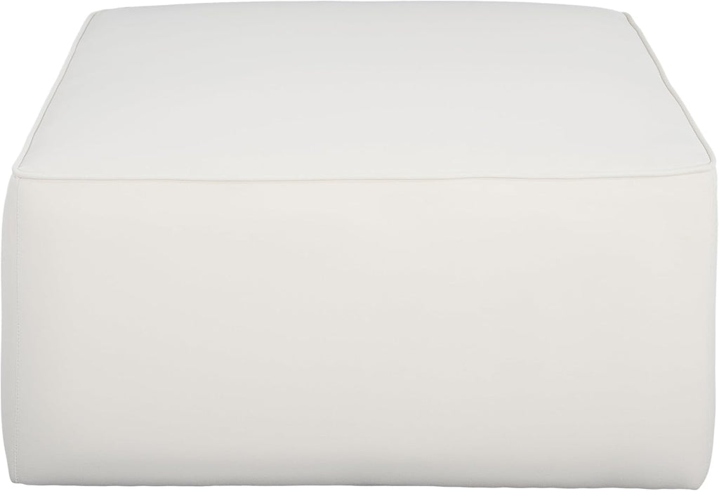 Christopher Knight Home Isa Velvet Ottoman Footstool, Square Pouf Poufee Footrest Ottoman Large Seat, Modern Side Table for Living Room Bedroom Home Decor, Cream, 30'