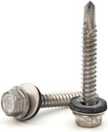 #14 Stainless Steel Hex Head Roofing Screws with Sealing Washer Self Drilling Stainless Steel Roofing Screws #14 x 1-1/2 inch Qty 1,000