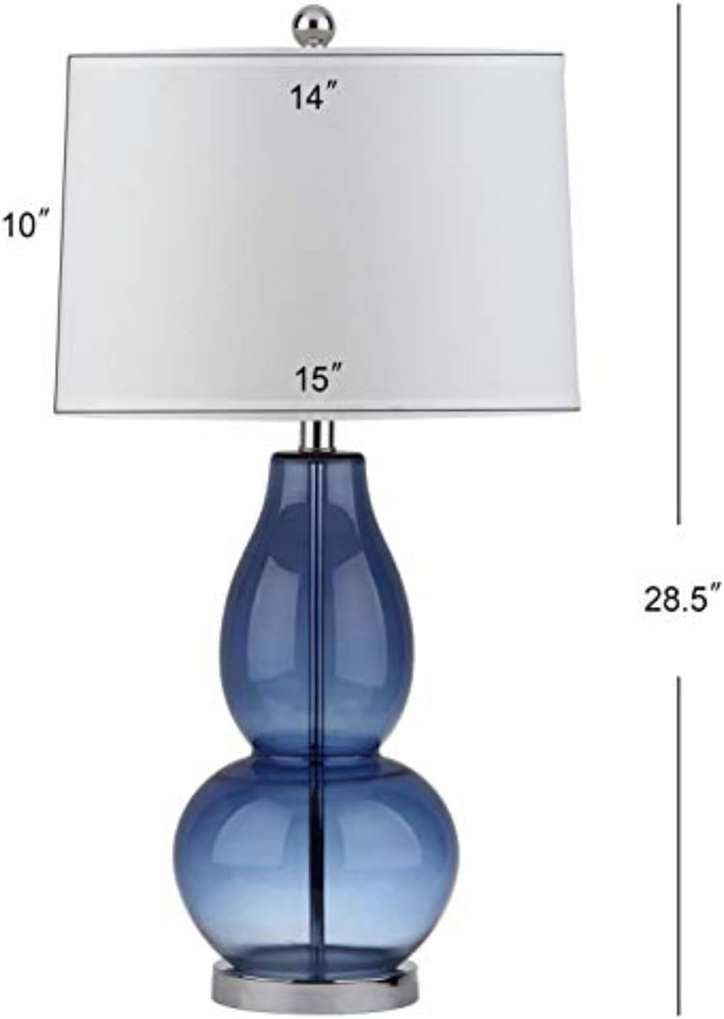 SAFAVIEH Lighting Collection Mercurio Blue Glass Double Gourd 29-inch Bedroom Living Room Home Office Desk Nightstand Table Lamp Set of 2 (LED Bulbs Included)