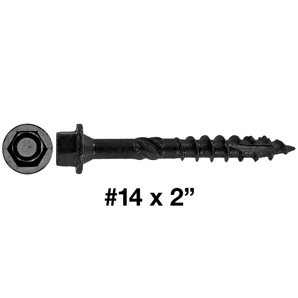 Jake Sales #14 X 2 Heavy Duty Black Timber/Log/Landscaping Wood Screws - Exterior Coated Heavy Duty Screws. 1 x Full Box - 1,300 Screws