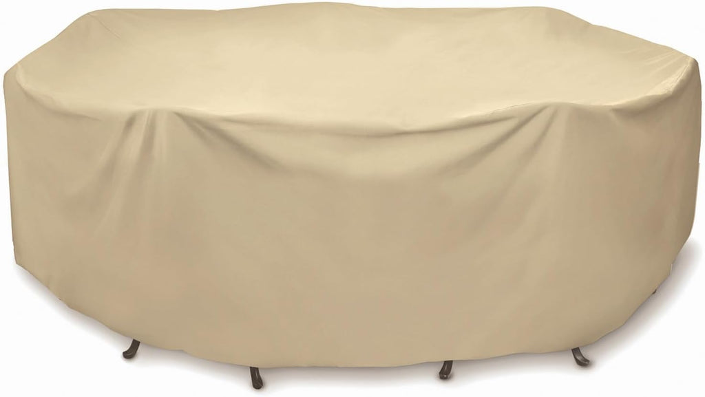 2D-PF108005 Round Table Set Cover, 108-Inch, Khaki, By Two Dogs Design with Level 4 UV Protection