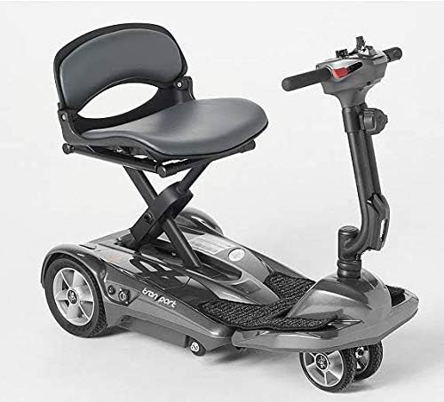 EV Rider Transport AF Plus Automatic Folding Scooter with Remote - Lithium Battery Lightweight Travel Mobility Scooter (Metallic Silver)