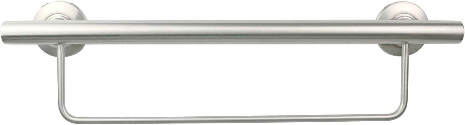 24' Designer Newport Wall Mount Bathroom Shower Grab Bar with Towel Bar, Satin Finish