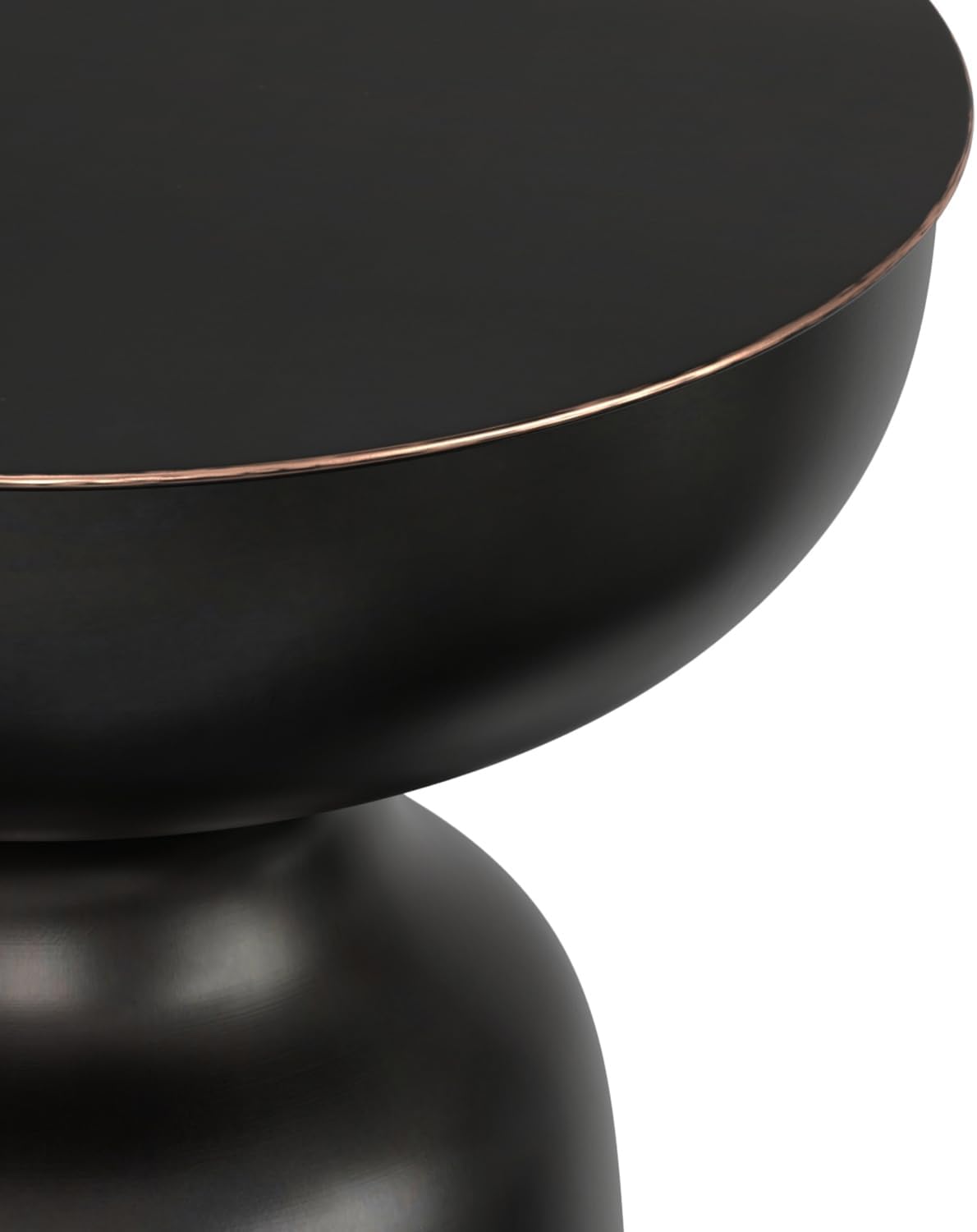 SIMPLIHOME Toby Metal Table - 18 inch Wide Solid Iron Drum Accent Table in Antique Copper, Industrial Side or End Table for Living Room, Bedroom or Entryway with Sculptural Design, Assembled
