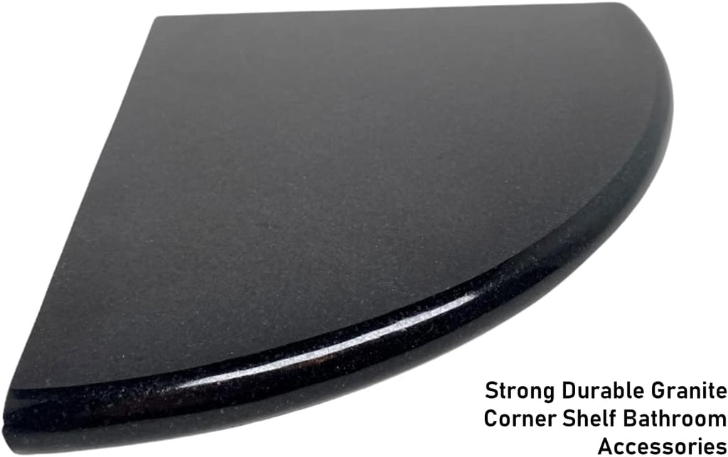 Tenedos Absolute Black Granite 9' Corner Shower Shelf – Polished Both Sides, Stain Resistant, Maintenance-Free, Premium Quality Bathroom Accessory (2)
