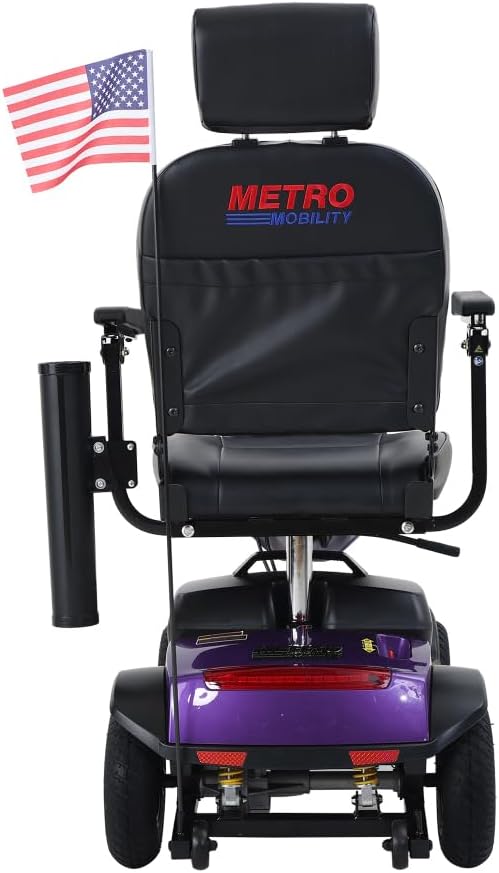MAX Plus Emerald Outdoor Mobility Scooter - 16 Miles Range, Foldable Design, Anti-Tip Safety System, USB Charger & Cup Holder, 2 * 20AH Battery (300W Motor, 136kg Capacity) (Purple + Metal)