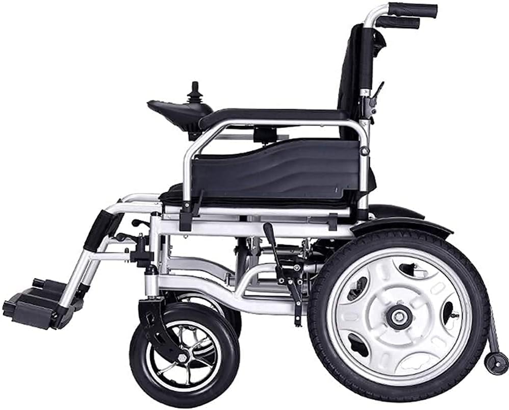 Aluminum Alloy Electric Wheelchair Lightweight Folding Easy to Carry with Headrest Trolley Travel Scooter for Elderly People with Disabilities,Blue (Black) (Blue)