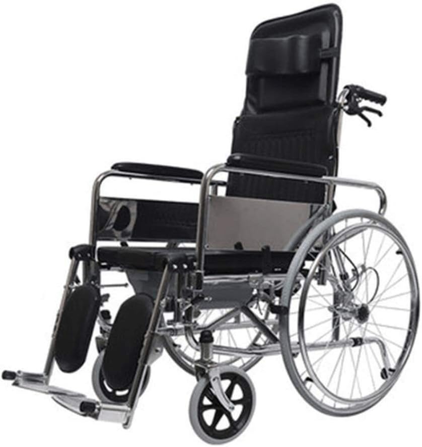 Wheelchair Aluminum Alloy Mobile Toilet, Fold Light with Toilet High Back Elderly/Disabled Trolley Scooter,Portable