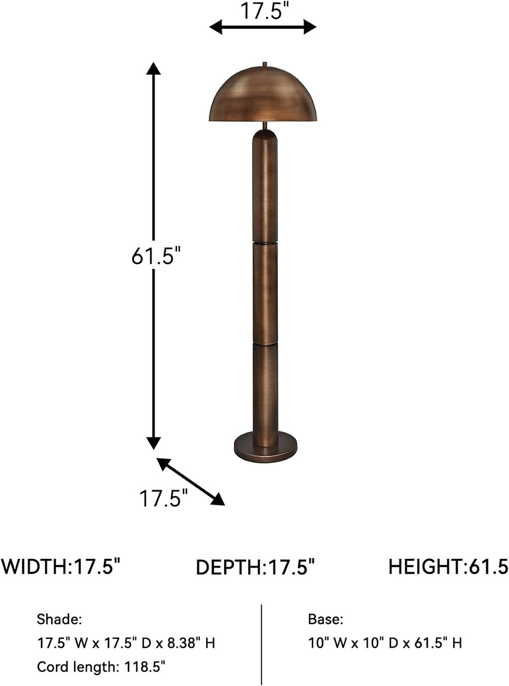 Signature Design by Ashley Wendfield Industrial Metal Floor Lamp with Dome Shade, Metallic
