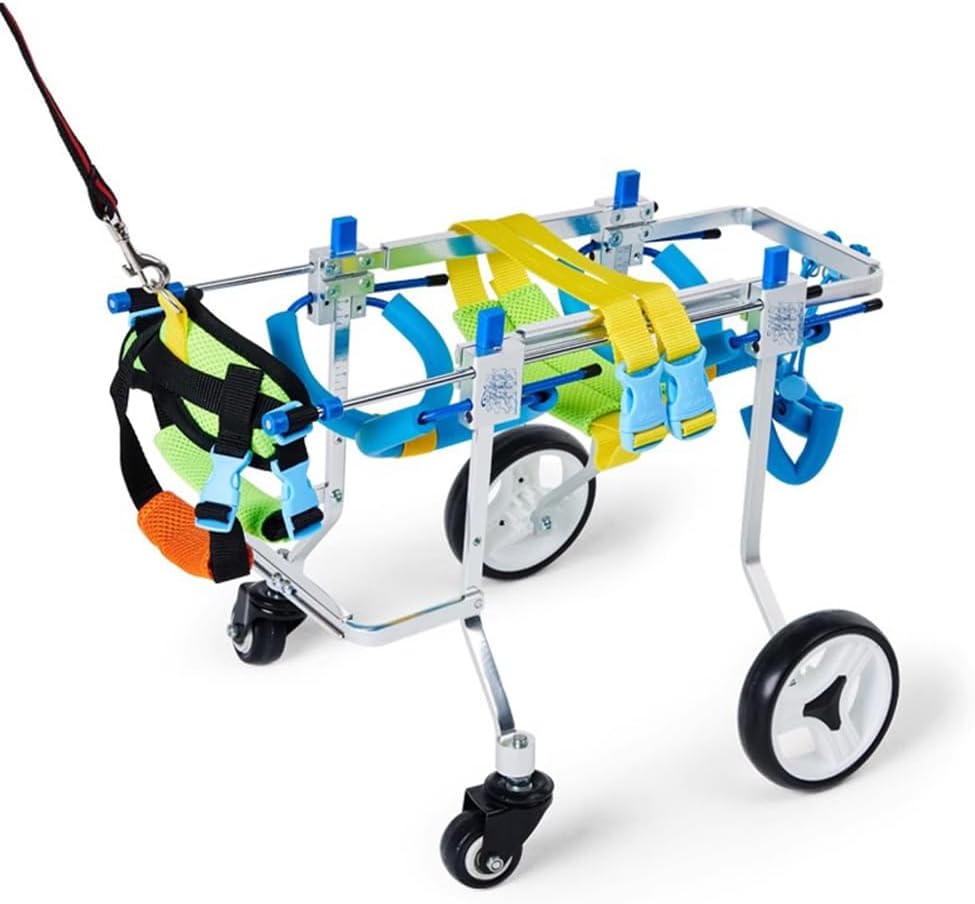 Small Four-Wheeled Dog Wheelchair, Pet Wheelchair, Dog Disability Training Wheelchair, Scooter Four-Wheeled Dog Cart, Does Not Affect Defecation, Light Weight,Xs