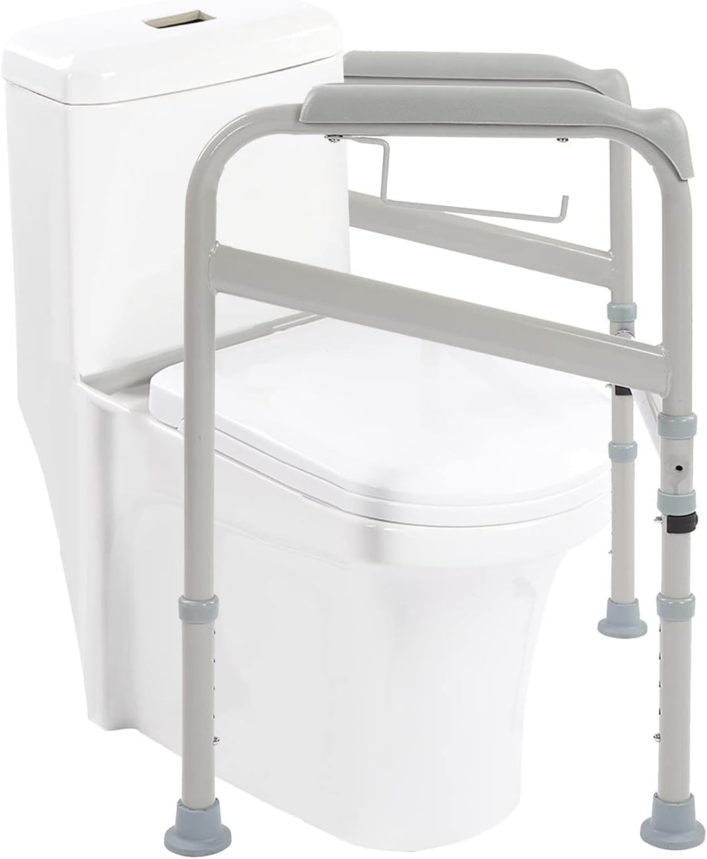 Adjustable Safety Toilet Grab Bar for Handicap Support - Non-Slip Textured Armrests, Durable Steel Bracket, Waterfall Design - Bathroom Aid for Disability Assistance
