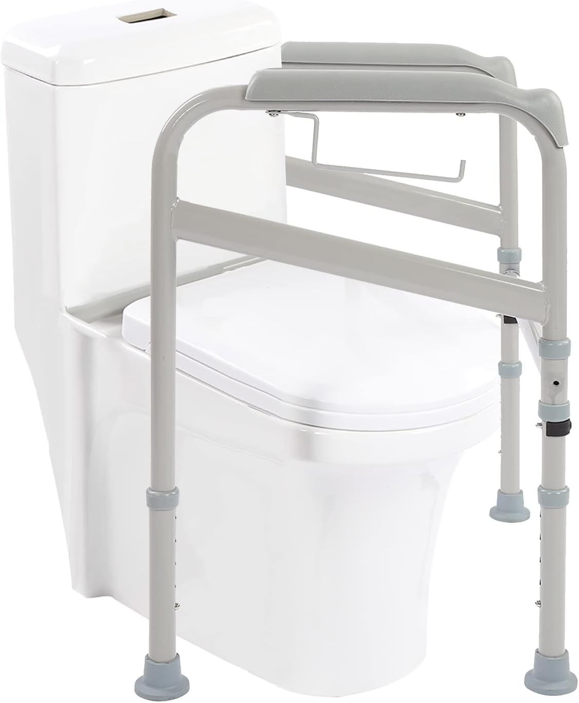 Adjustable Safety Toilet Grab Bar for Handicap Support - Non-Slip Textured Armrests, Durable Steel Bracket, Waterfall Design - Bathroom Aid for Disability Assistance