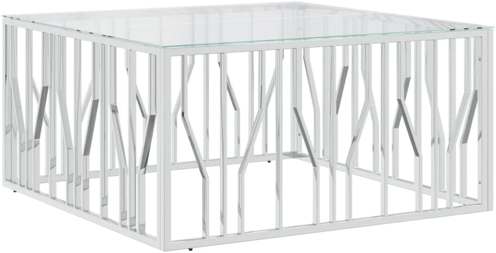 vidaXL Coffee Table Stainless Steel 39.4x39.4x19.7 in Durable